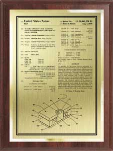 Front Page Patent Plaque with Value Mount