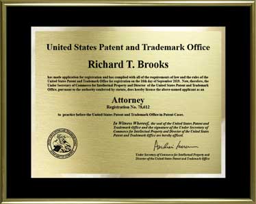 attorney or agent registration certificate-metal-frame