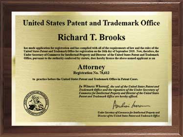 attorney or agent registration certificate-plaque-base