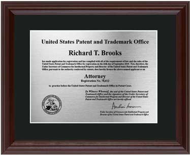 attorney or agent registration certificate-wood-frame