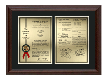 patent plaque-wood frame-double-regular
