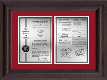 patent plaques-wood frame-wide