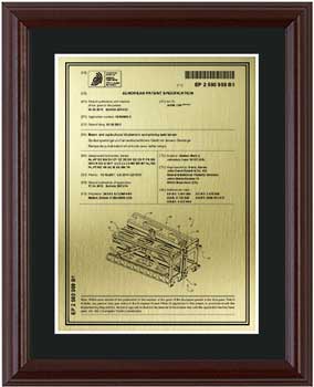 patent plaques-international-europe-wood frame-gold