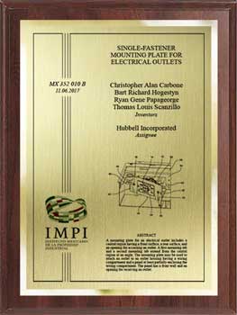 patent plaques-international-mexico-value base-gold